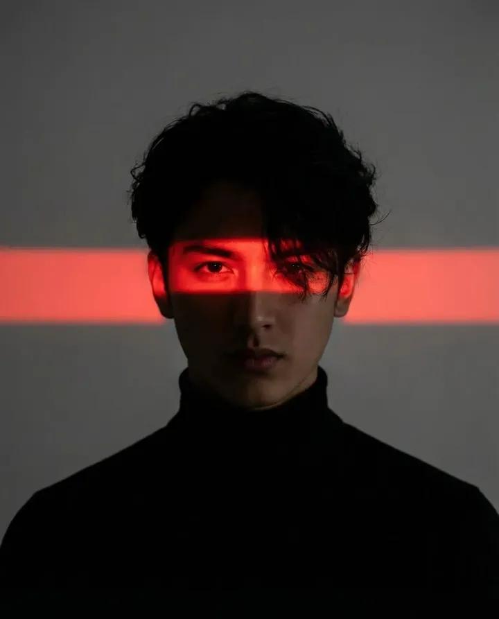 Ultra-Realistic Dramatic Portrait with Red Light Highlight