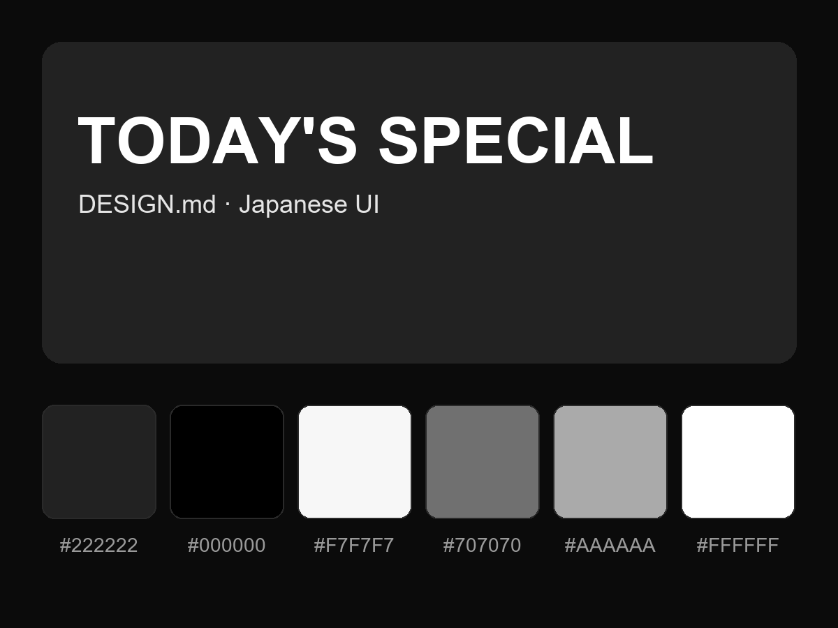 TODAY'S SPECIAL Style Design System (DESIGN.md, Japanese UI)