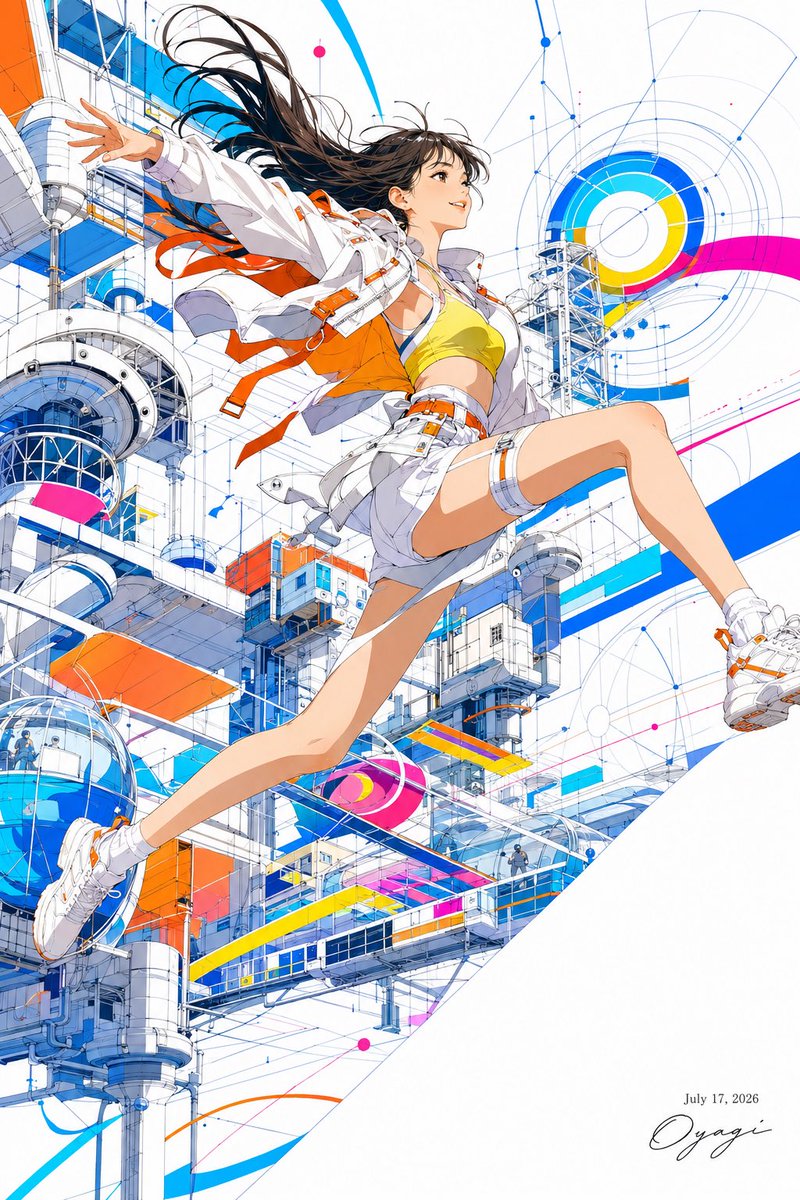 女性动漫插画城市未来