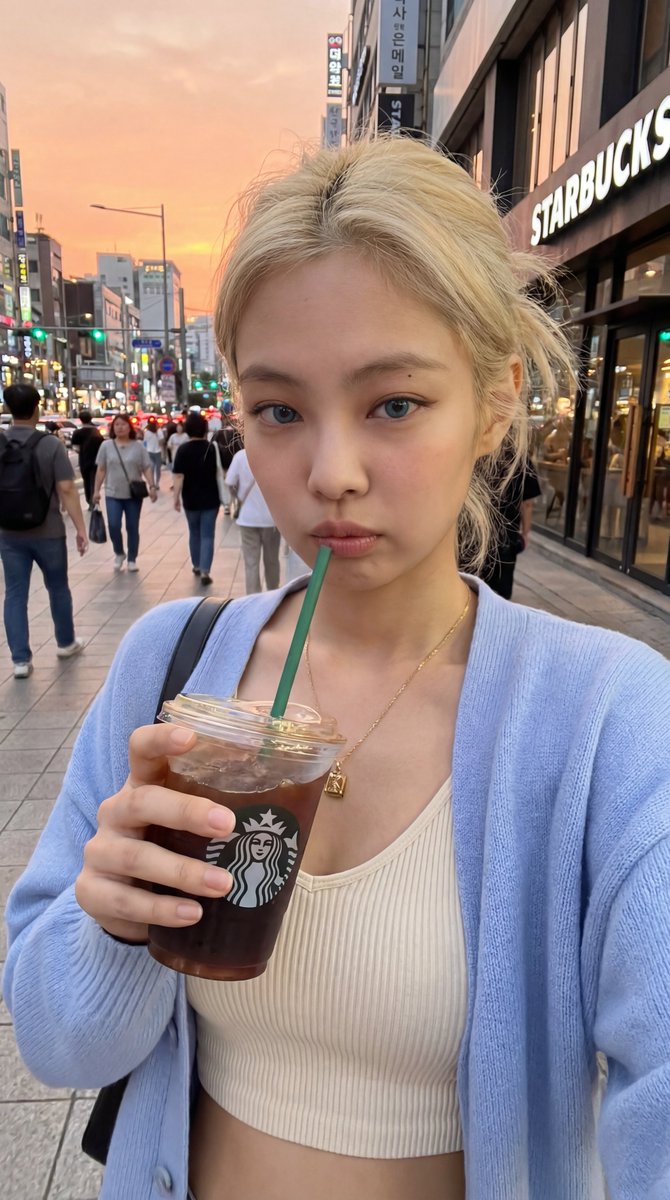 Seoul Street Sunset Selfie