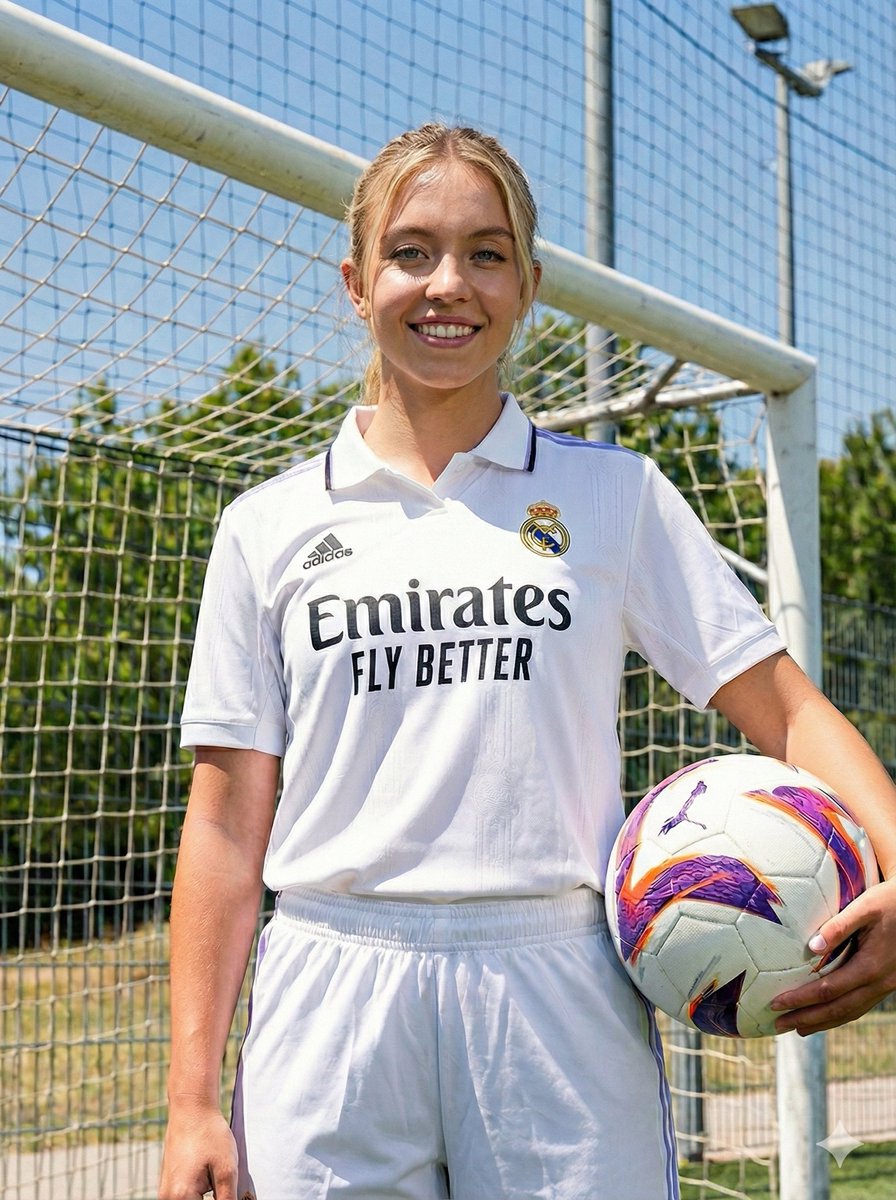 Sydney Sweeney Lookalike in Real Madrid Kit