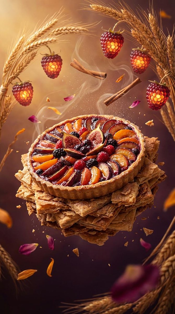 Rustic Fruit Tart Floating in a Dream Orchard (Video Prompt)