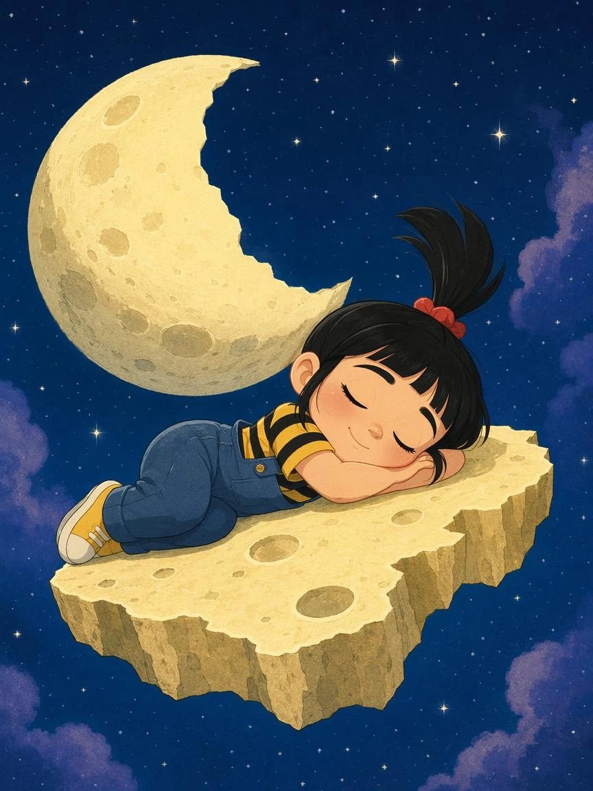女孩插画水彩宇宙夜景可爱