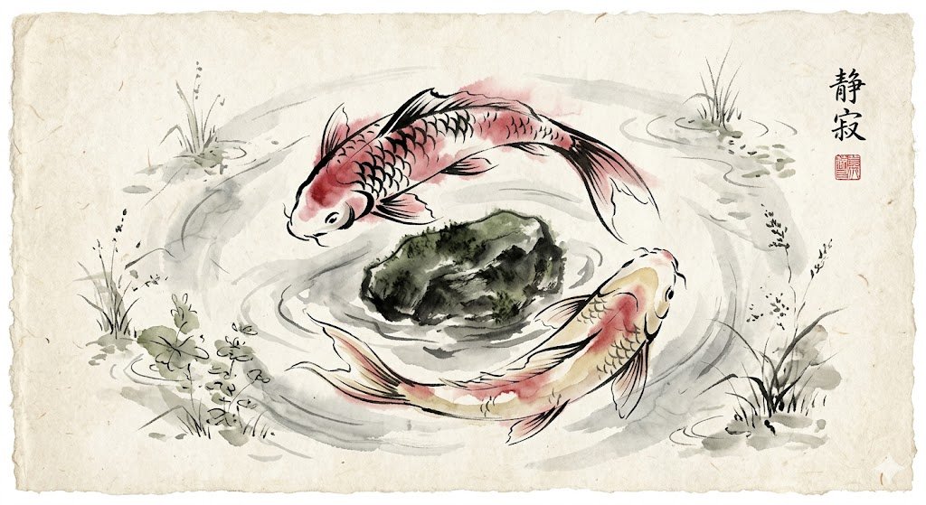 Sumi-e Style Koi Painting