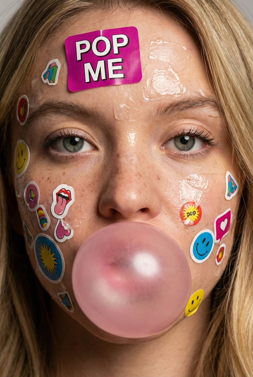Scene_description: Close-up portrait of a young person's face covered