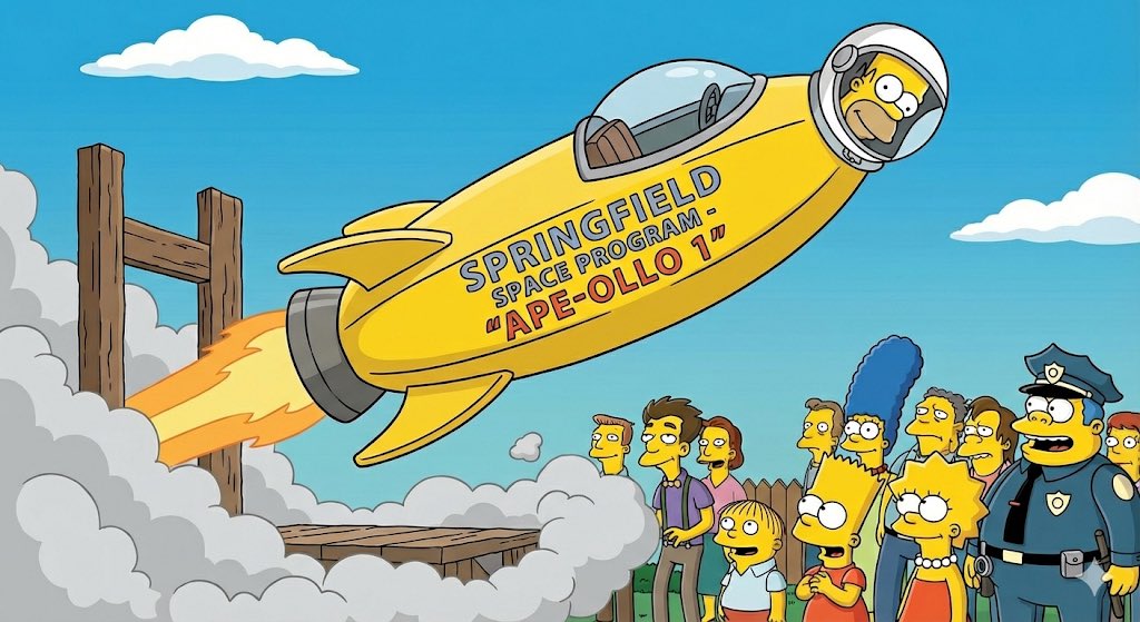 Simpsons-style rocket-banana hybrid