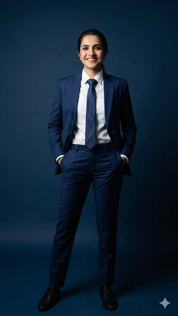 Business Woman in Navy Suit Portrait