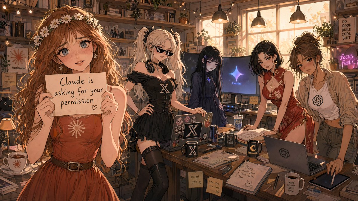 女性动漫插画温暖室内