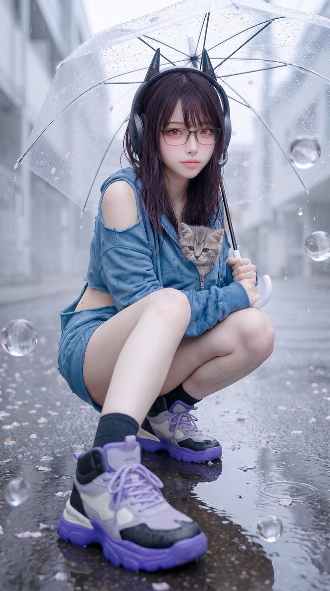 人像写实雨城市忧郁