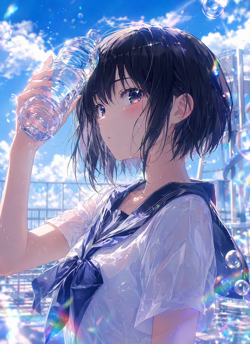 人像动漫插画户外