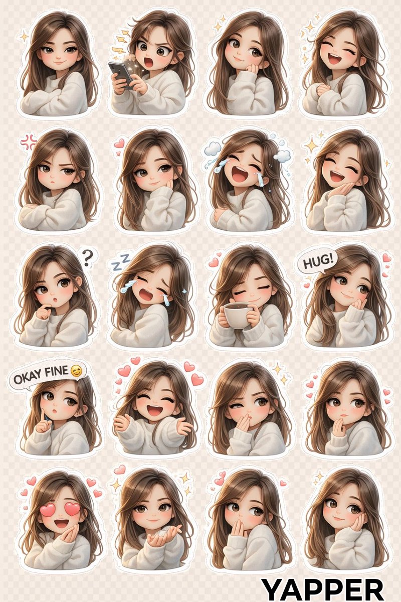 Chibi Anime Girl Sticker Sheet