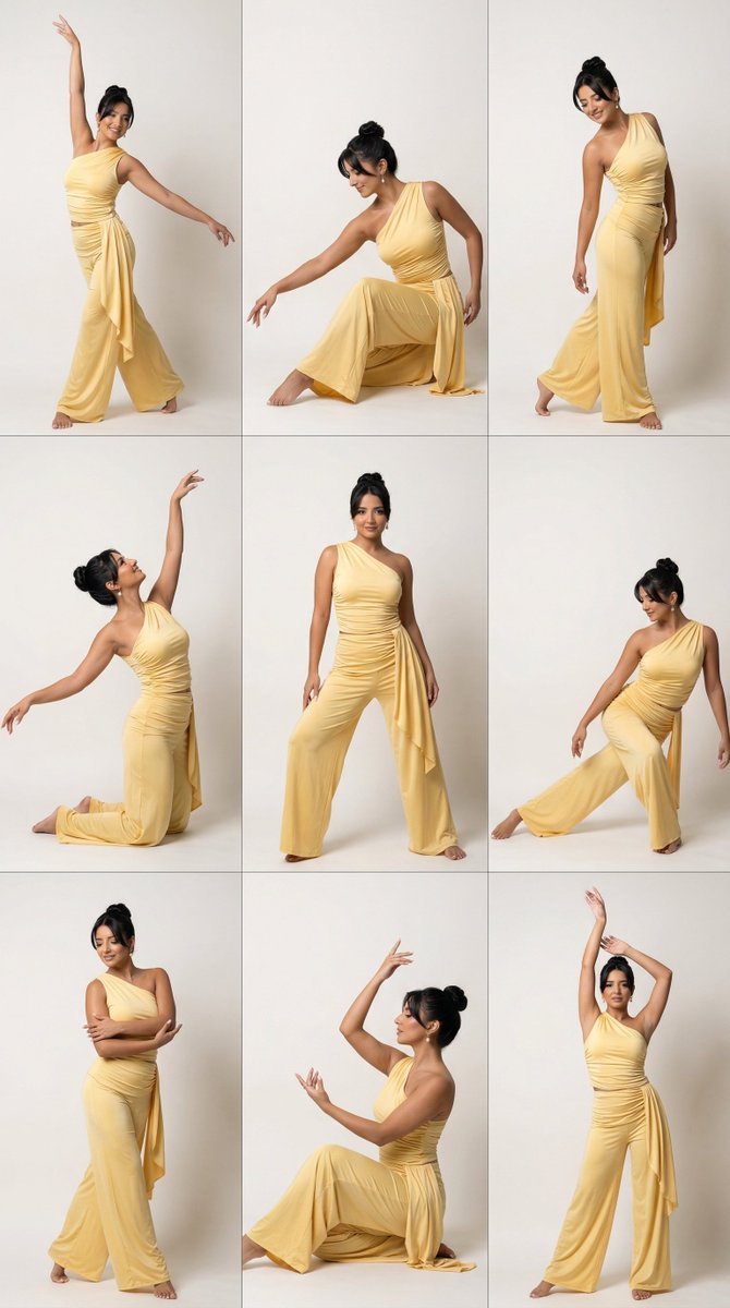 9-Panel Dance Editorial Grid with Identity Lock