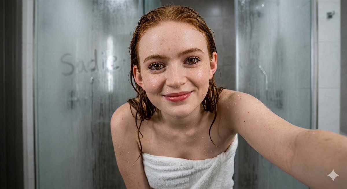 Ultra-Realistic Wet Bathroom Selfie