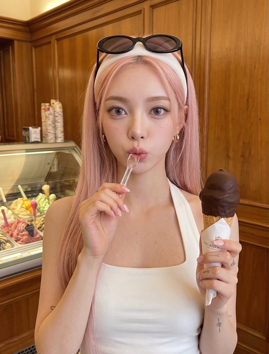Woman with Ice Cream Shop Portrait