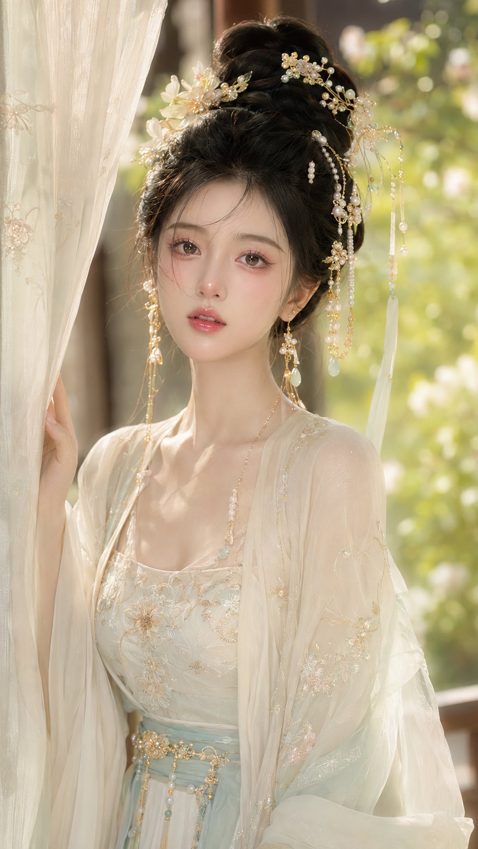 来组「古风贵女花影水光妆」×「午后庭院美妆特写」