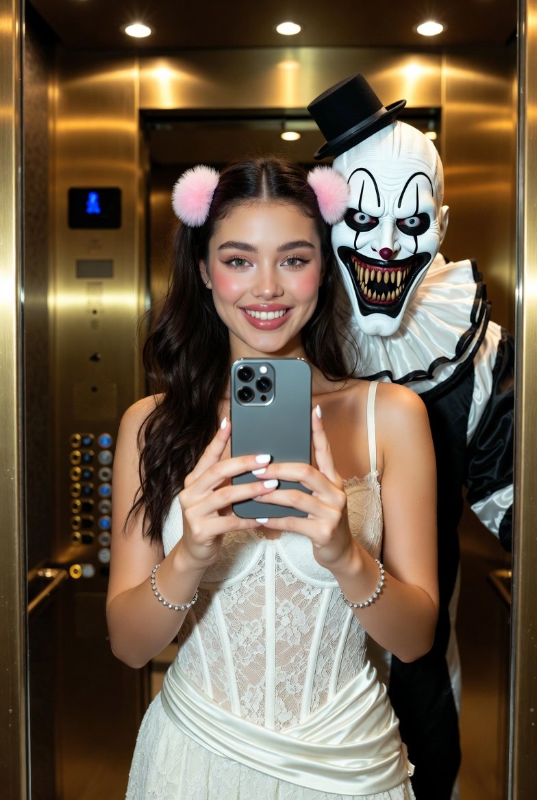 Horror Juxtaposition Selfie with Art the Clown