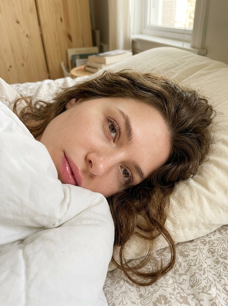 Hyper-Realistic Morning Bed Selfie