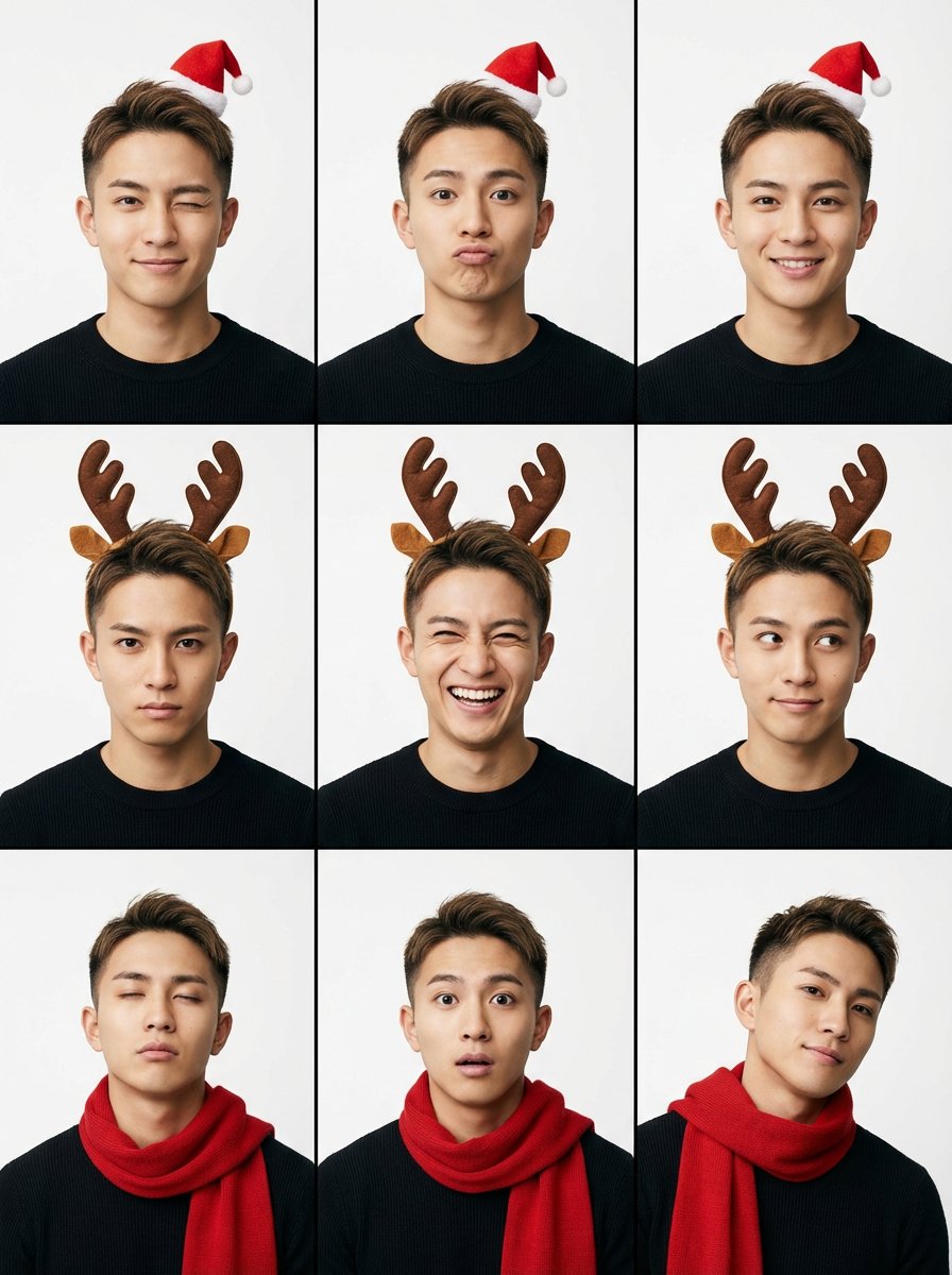 9-Grid Minimalist Christmas Portrait Prompt