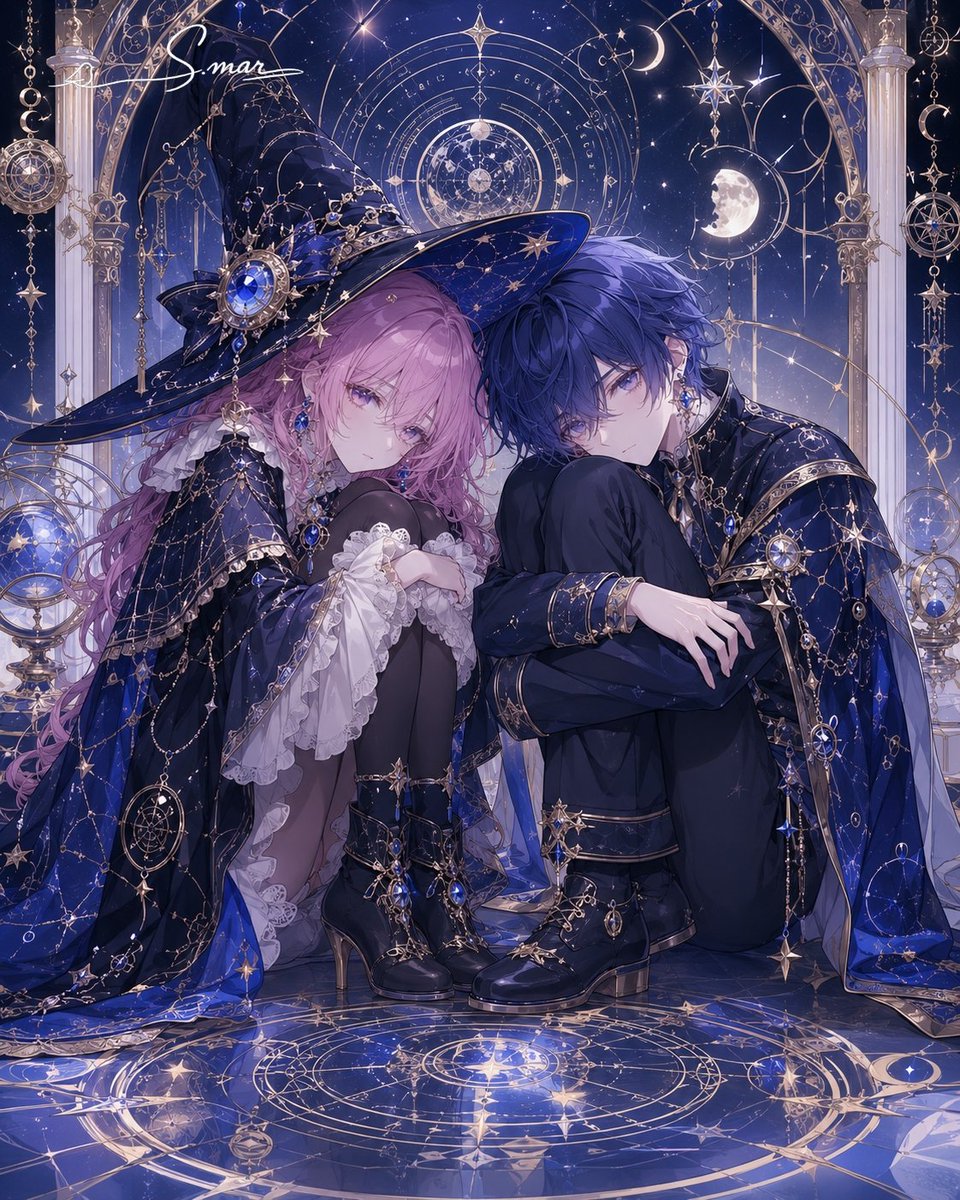 角色动漫插画夜景室内忧郁