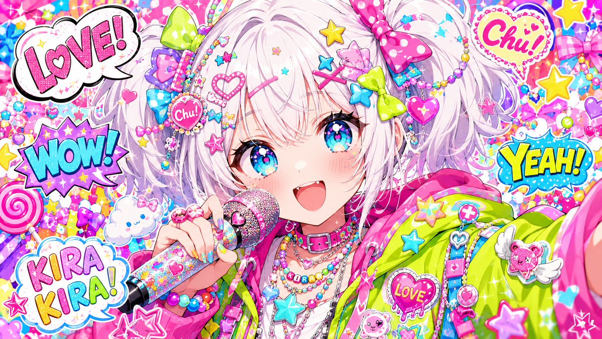 女孩动漫插画霓虹可爱