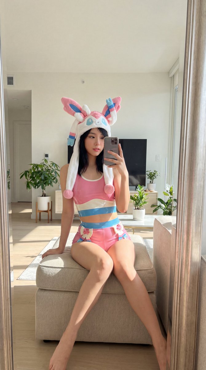 Blackpink Jisoo Sylveon Outfit Mirror Selfie