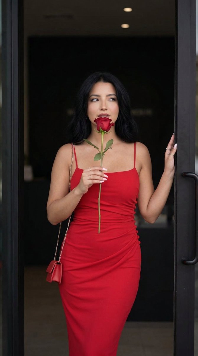 Romantic Fashion Portrait with Red Rose