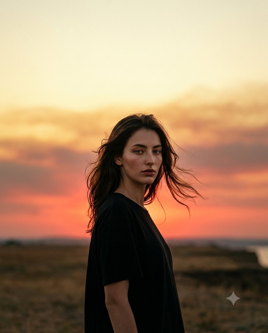 Cinematic Sunset Fashion Portrait