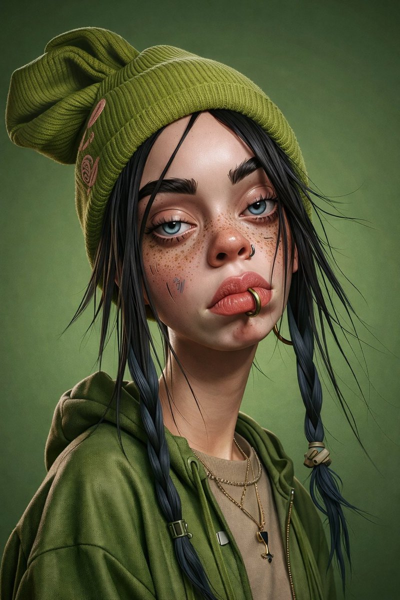Billie Eilish Cartoon Version 3D Render Prompt