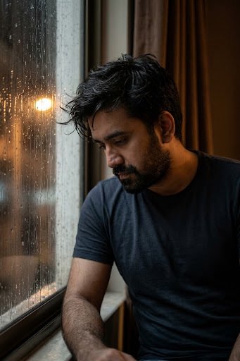 Moody Cinematic Rain Window Portrait