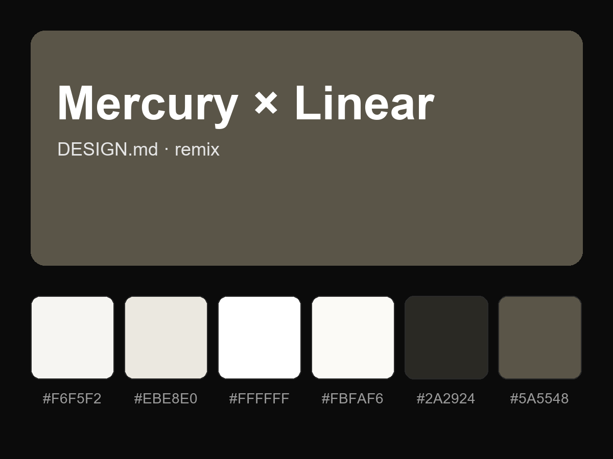Mercury × Linear Style Design System (Remix, DESIGN.md)