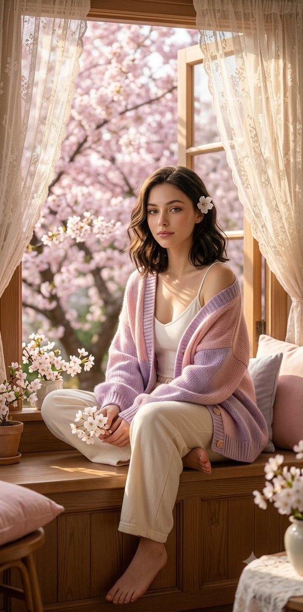 Spring Window Seat Cardigan Portrait