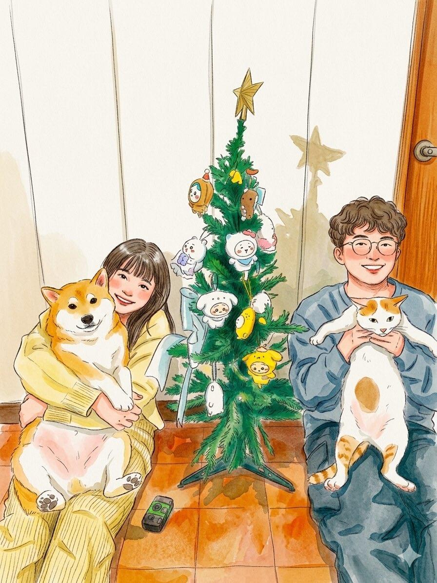 女孩插画水彩温暖工作室可爱