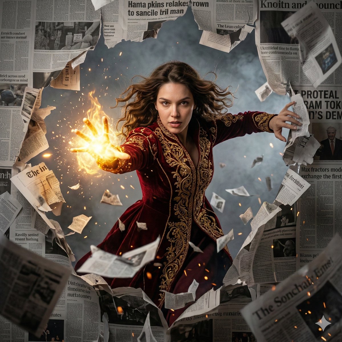 Epic Fantasy Sorceress Action Scene