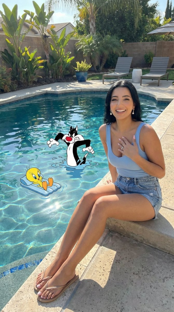 Looney Tunes Poolside Scene Prompt