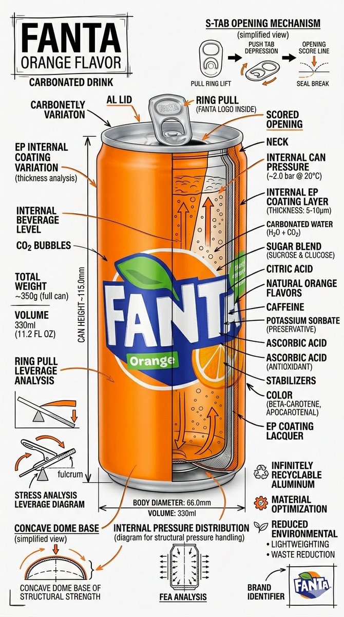 Technical Infographic Schematic for a Product/Beverage