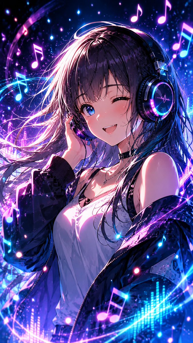 女孩动漫插画霓虹赛博朋克