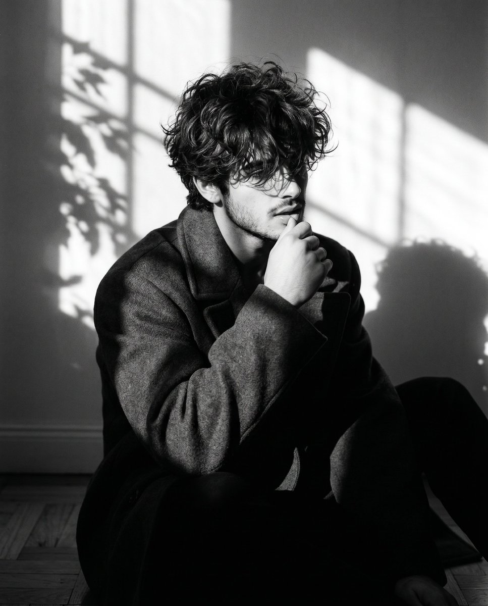 Monochrome Introspective Male Portrait