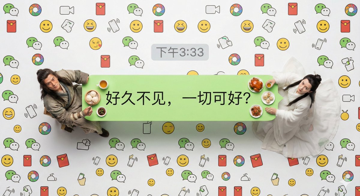 Hyper-Realistic Miniature Scene in a WeChat Chat Bubble