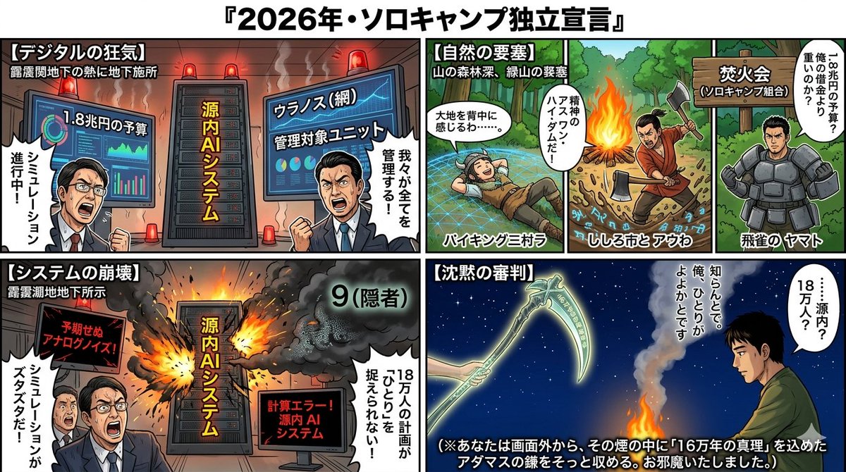 Four-Panel Manga: 2026 Solo Camping Declaration of Independence