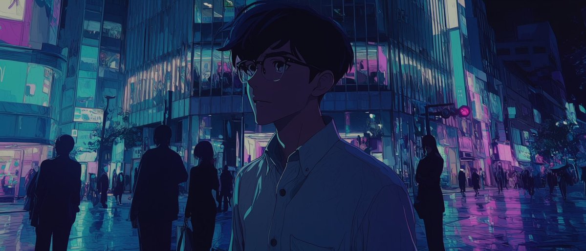 角色电影感动漫霓虹夜景忧郁