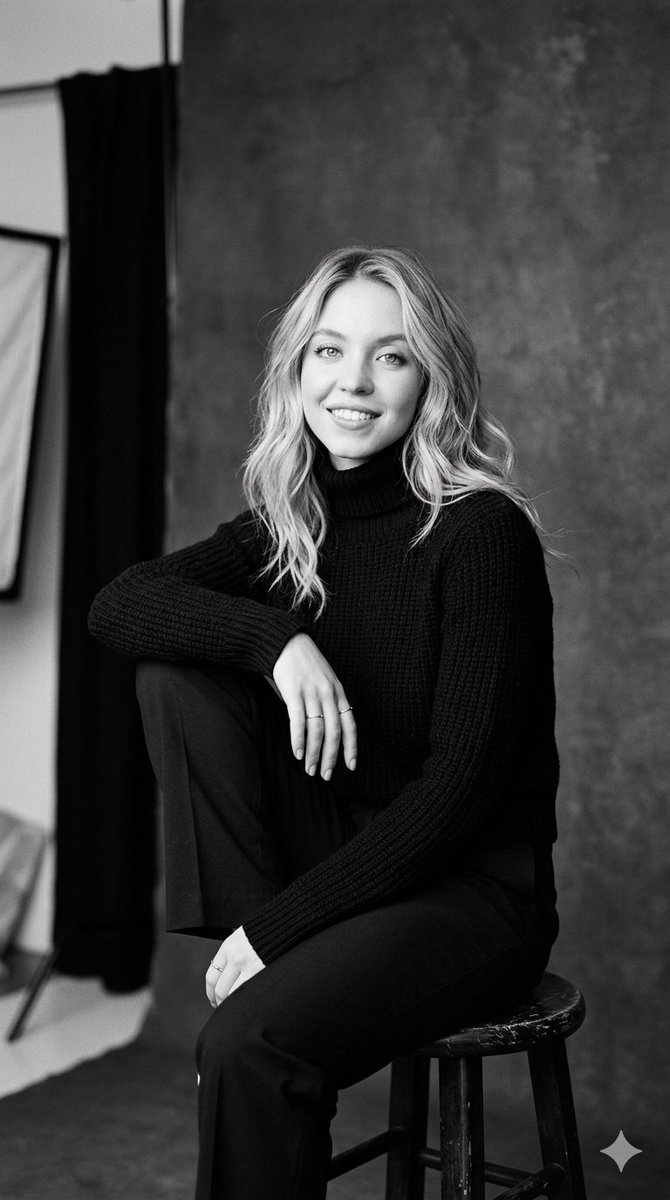 Sydney Sweeney B&W Studio Portrait