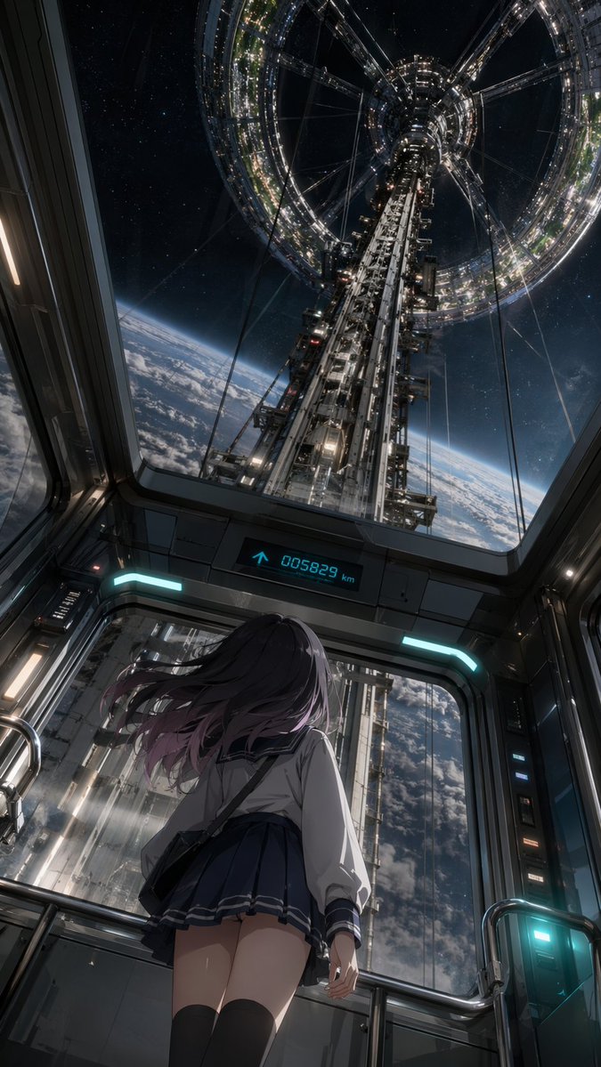少女动漫插画未来星空