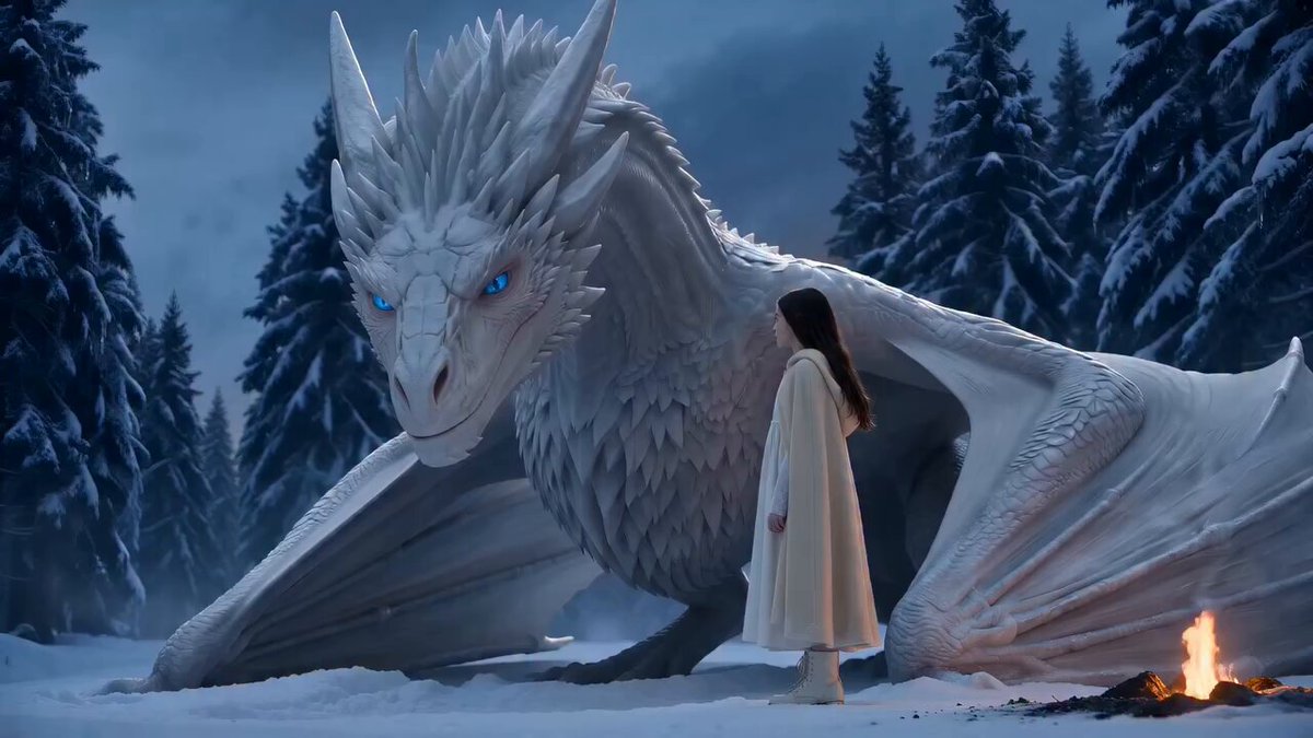 Woman Riding Ice Dragon