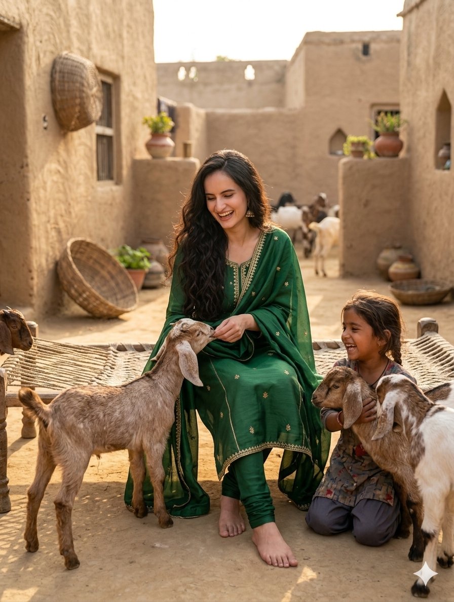Joyful South Asian Village Scene