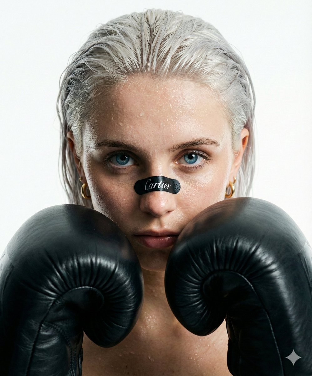 Cinematic Boxer Portrait with Cartier Branding