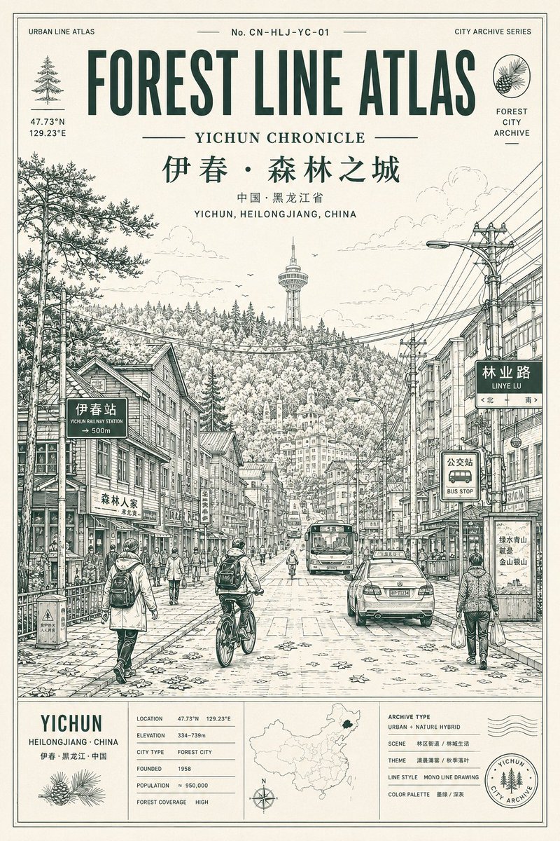 建筑海报插画城市街头高级