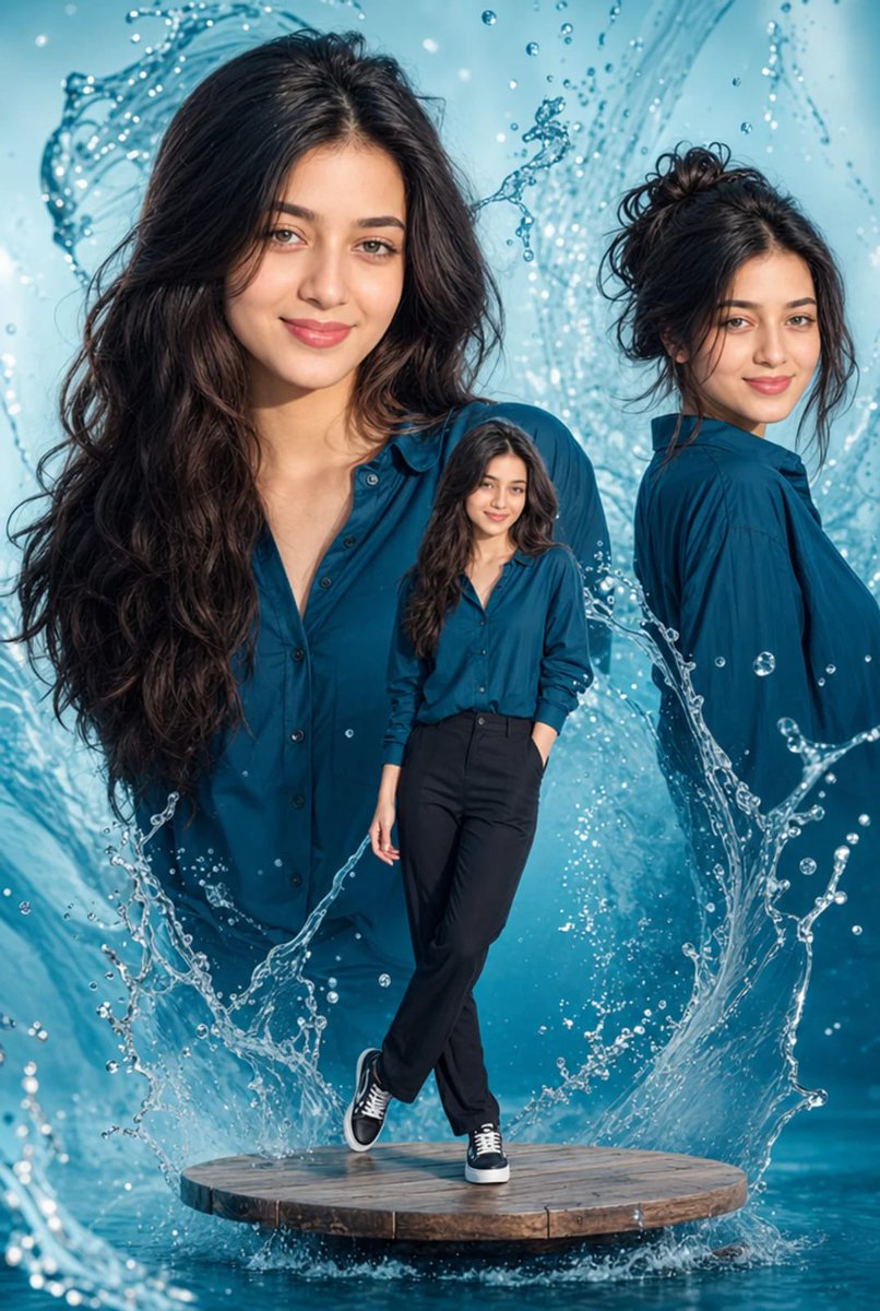 Cinematic Water Splash Woman Portrait