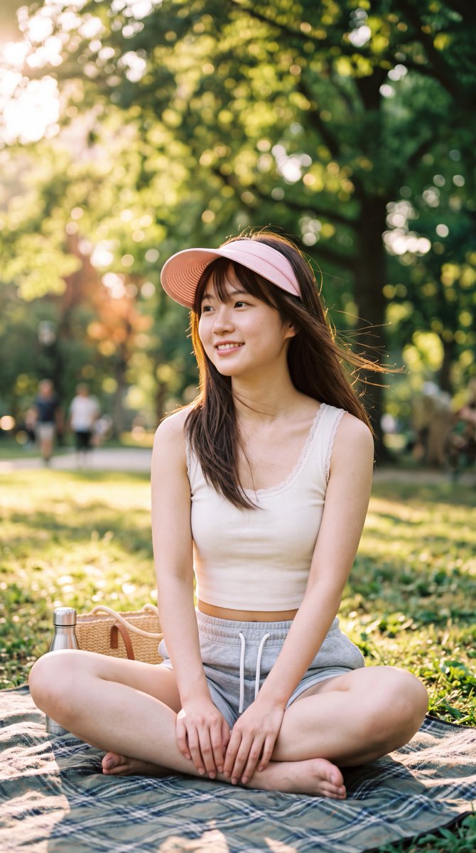 Sunlit Park Picnic Portrait