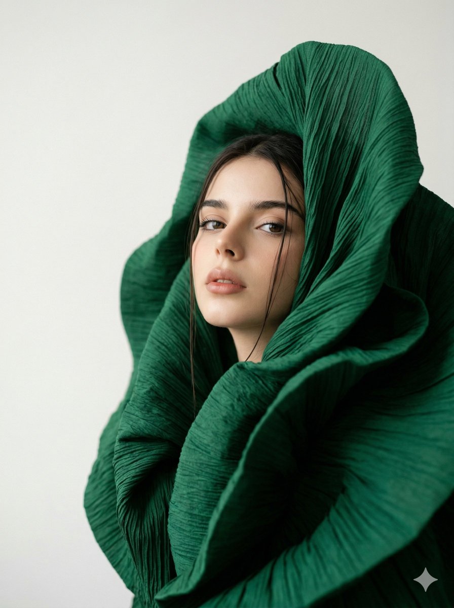 Avant-Garde Sculptural Fabric Portrait