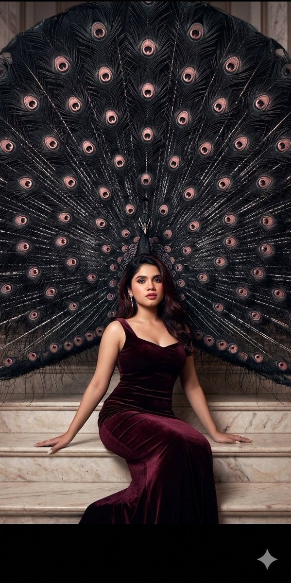 Velvet Fashion with Giant Peacock